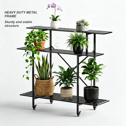 3 Tier Heavy Duty Plant Stand with Wheels