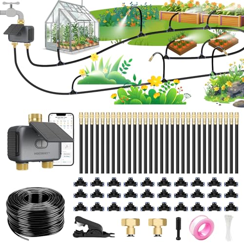 120FT WiFi Solar Drip Irrigation System (120-Foot Dual-Tube Brass Solar Wireless Timer)