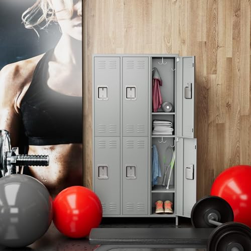 Metal Storage Locker for Employees (Light Grey / 6 Door)