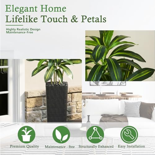 Artificial Dracaena Tree (Dark Green – Black Pot / 7FT)