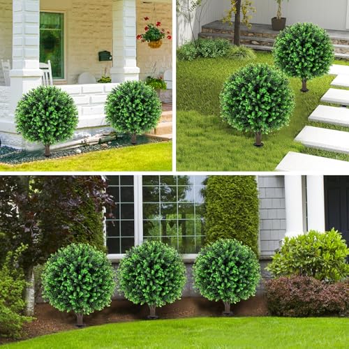 Set of 2 Artificial Green Eucalyptus Topiary Ball Tree (Green Eucalyptus)