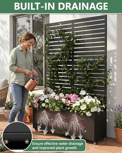 Metal Planter Box with Trellis