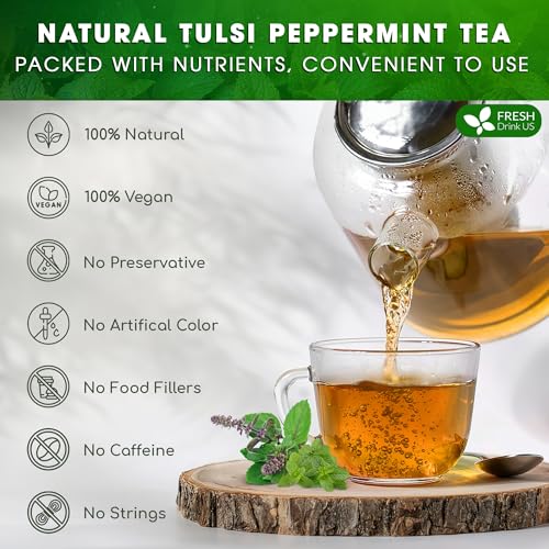 Premium Tulsi Peppermint Herbal Tea (55 Tea Bags)