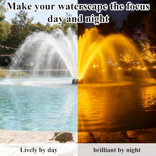 Pond Fountain Aerator with Lights (Black)