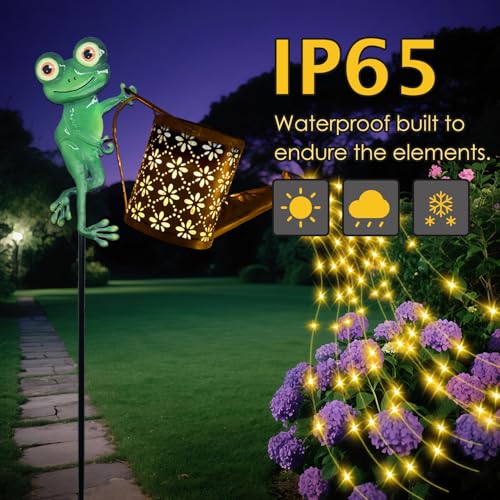Solar Watering Can with Cascading Lights Outdoor Garden Decor (B.Frog)