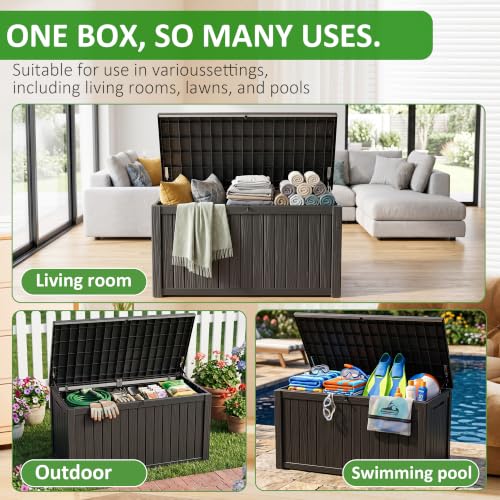250Gal Large Outdoor Storage Box Waterproof Lockable Deck Boxes (Black / 250 Gallon)