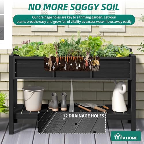 Raised Garden Bed HDPE 2PCS (48x18x30in-2pcs / Black)