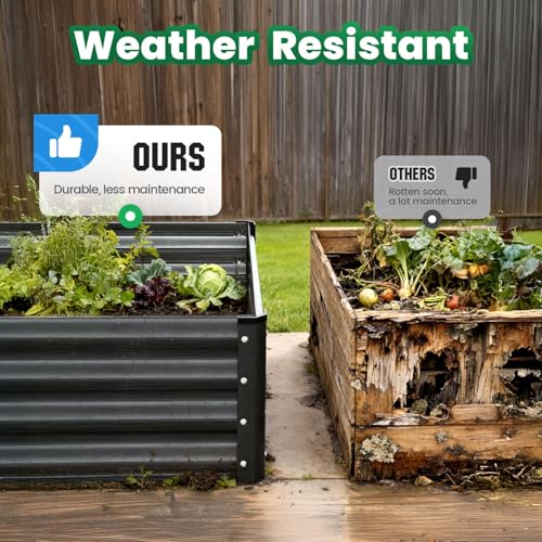 8x4x1ft Galvanized Raised Garden Bed with Cover