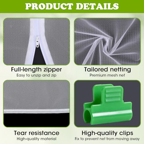 3Pack Garden Bird Netting Plant Cover for Square Tomato Cage (Netting Plant Cover-59"x17.7"-Transparent)