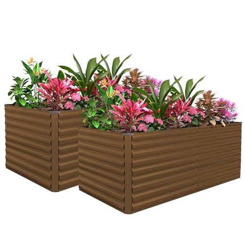 8x4x3ft Raised Garden Bed Outdoor (Brown / 8x4x3 FT-2PC)