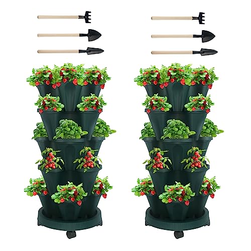 Stackable Planter (Dark Green / 5Tier-2 Pack)