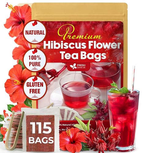 Premium 115 Hibiscus Flowers Tea Bags (120 Tea Bags)