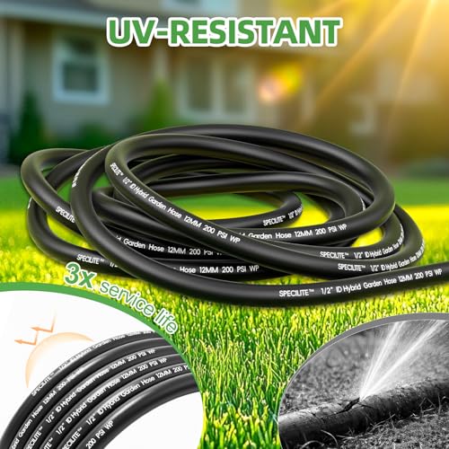 Lightweight Garden Water Hose 200 Ft x 1 (Black / 200 FT)