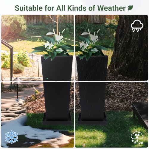 28" Metal Tall Outdoor Planters Set of 2 (28" H)