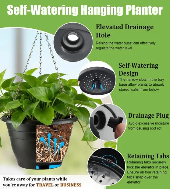 Hanging Planters 11 Inch (Pure Black / 11 Inch-3P)
