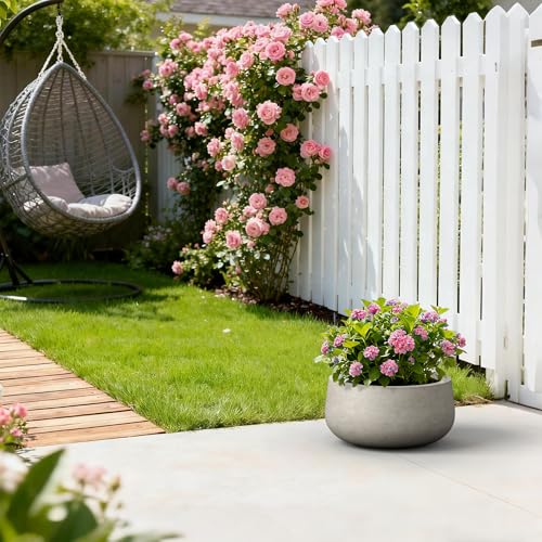 Accent Round Bowl Weathered Concrete Planter 16" Dia (Weathered Concrete / 15.7"w)