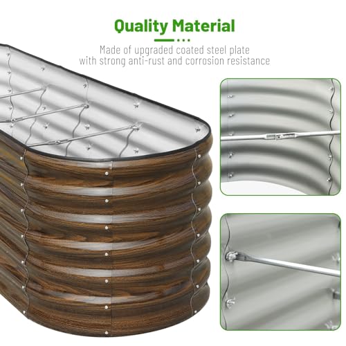 2 Pack Galvanized Steel Raised Garden Bed Kit (Brown / 8x2x2ft(2 Pack))