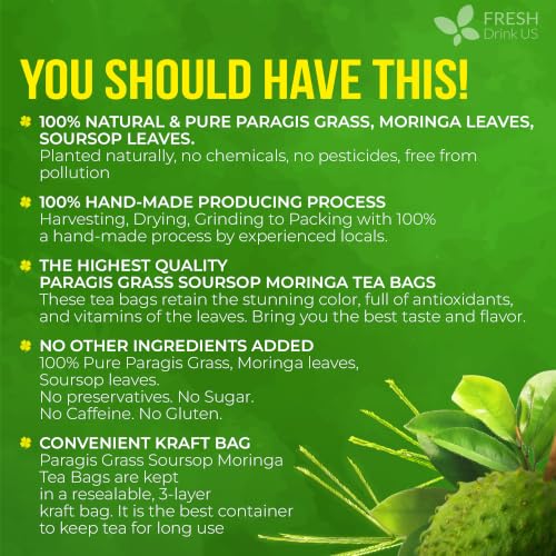 Premium 40 Paragis Soursop Moringa Tea Bags (40 BAGS)