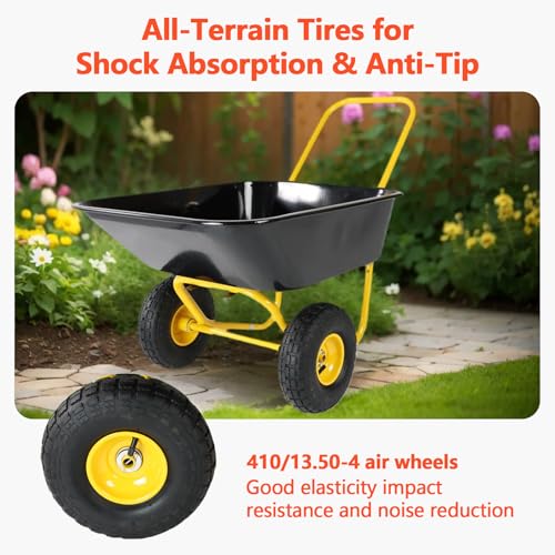 Dual Wheel Wheelbarrow (Yellow+black)