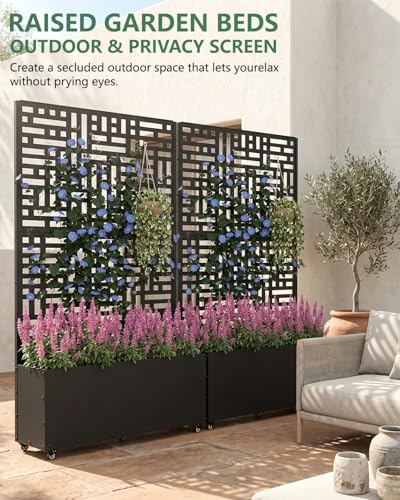 Metal Planter Box with Trellis (Black / 1pc)