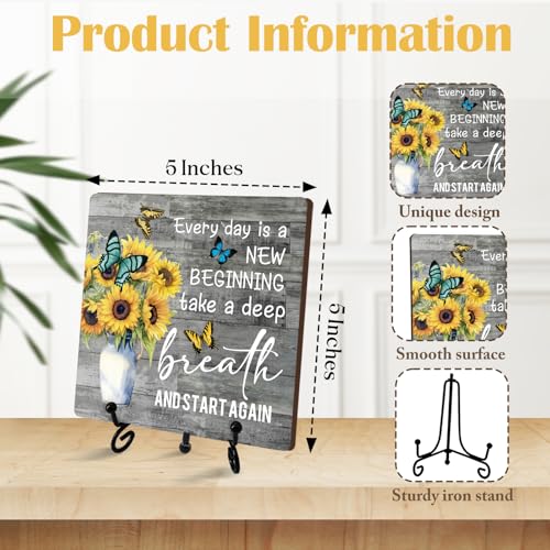 Sunflower Wooden Rustic Farmhouse Decor for Home Desk Shelf Tabletop (Retro Sunflower 1)