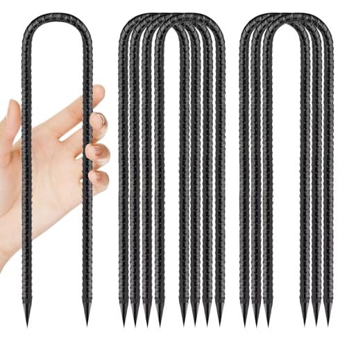 Ground Stakes Heavy Duty 12 inch (U-12in-5/16-8pcs / Black-U-HOOK)