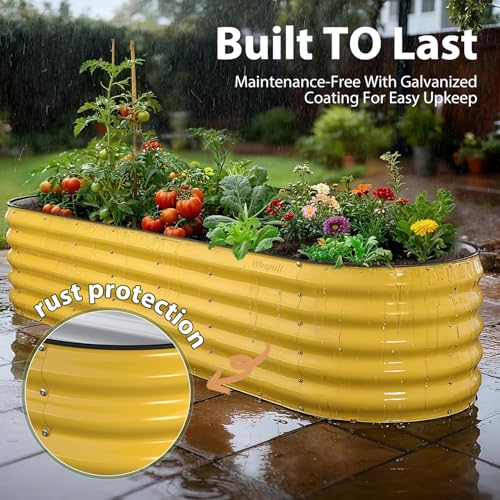 8x2x1.5 ft Galvanized Steel Raised Garden Bed (Cream Yellow / 8×2×1.5 ft)