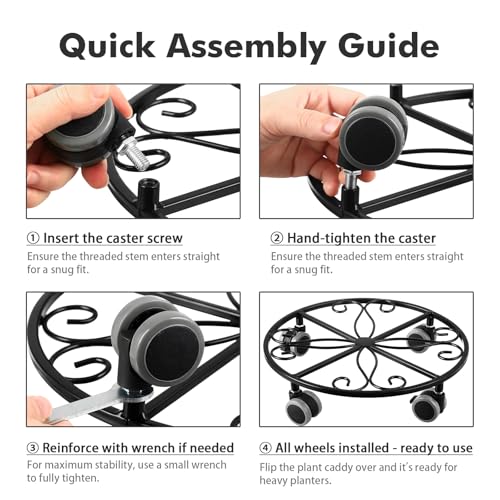 8 Pack Plant Caddy with Wheels & Saucers (Bronze)