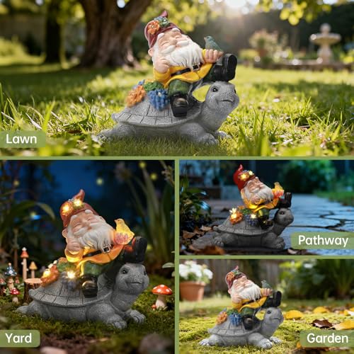 Solar Garden Statue Outdoor Decor (Gnometurtle)