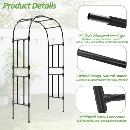 Thickened Metal Garden Arch (59（L）*94(H)*16(W)IN)