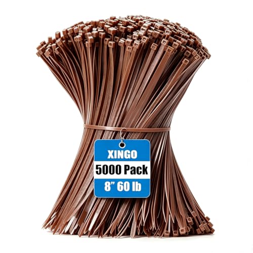 5000 PCS Brown Zip Ties 8 Inch (8 Inch(60 lbs, 5000 pcs) / Brown)