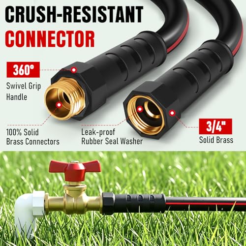 Heavy Duty Garden Hose 75ft (Black+Red / 75ft)