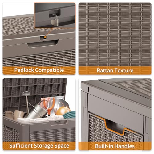 30 Gal Waterproof Outdoor Storage Box UV Resistant Deck Box (Grey / 30 Gallon)