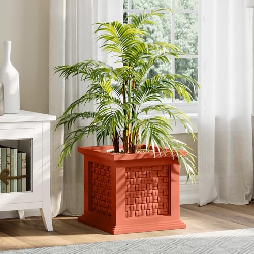 Rattan Style Outdoor Planter Box (Terracotta)