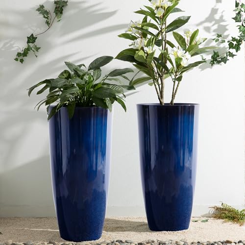 30" H Tall Planters for Outdoor Plants (30" H / Gradient Cobalt Blue)