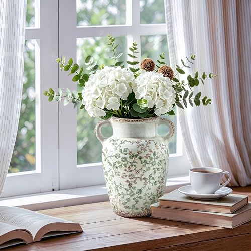 Green Chinoiserie Vase (05-green and Beige-9.4 in)