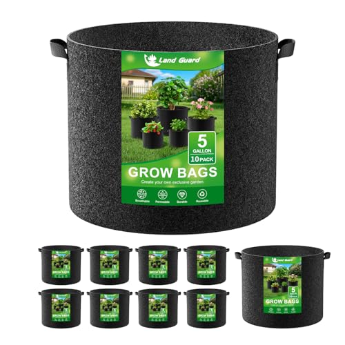 10 Pack Fabric Grow Bags 5 Gallon (Black / 5 Gallon)