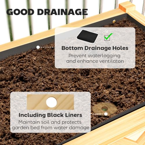 Raised Garden Bed with Storage Shelf 47 x 22 x 31.5in (Natural Wood / 47.2 x 21.7 x 31.5 inches)
