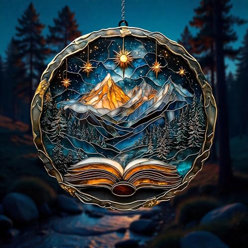 Starry Light Acrylic Suncatcher Window Hanging Wall Decor Fantasy Book Lover Gift Reader Gift (1-fba-ssl-evg-d981-g / 6")