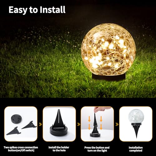Solar Globe Lights Outdoor Waterproof (Warm White / 8 Globes)