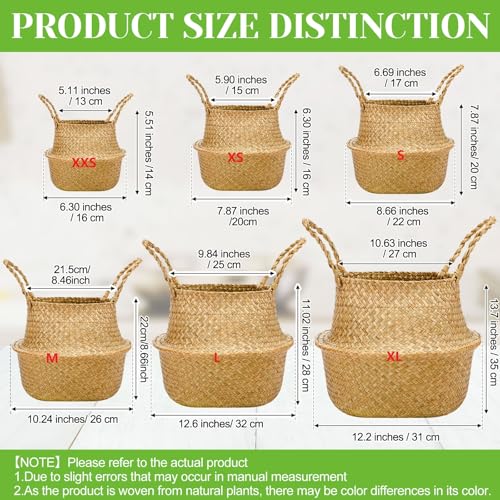 4 Pcs Woven Seagrass Baskets Belly Basket (4 Count)