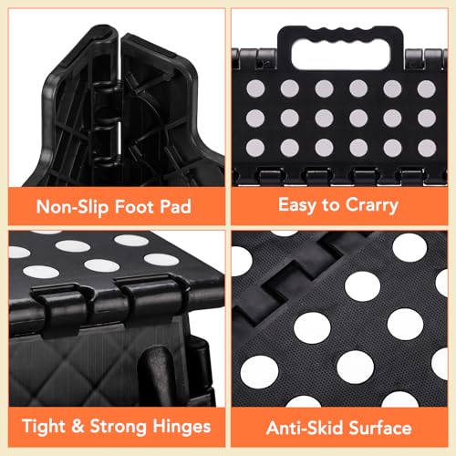 9 Inch Folding Step Stool (Widen Black / 9Inch( Pack of 2))