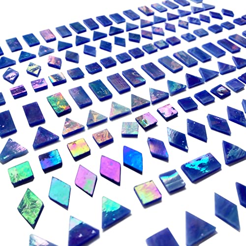 Magic Iridescent Blue Stained Glass Mosaic Tiles (Iridescent Blue-220g)
