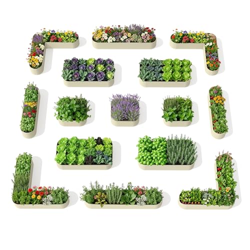 15 Pack Galvanized Raised Garden Beds (Beige / Set of 15)