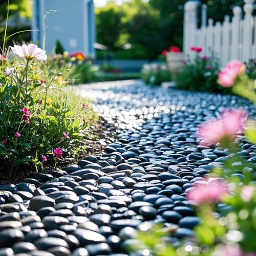 River Rocks 40lbs Black Pebbles for Indoor Plants