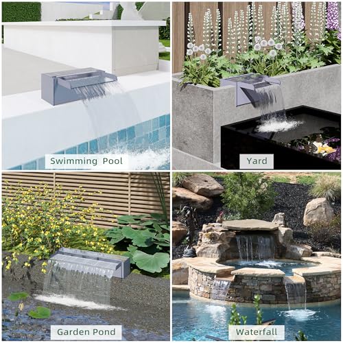 Pond Waterfall Stainless Steel Pond Spillway Color for Ponds 11.8" (11.8 inch Acrylic(New model))