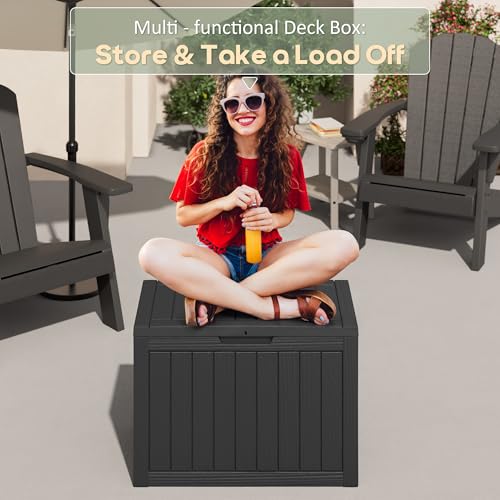 55 Gallon Outdoor Storage Box Waterproof Deck Box for Patio (Black / 55 Gallon)