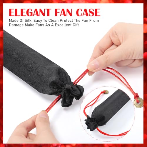 2 Packs Large Folding Hand Fans (Red and Green)