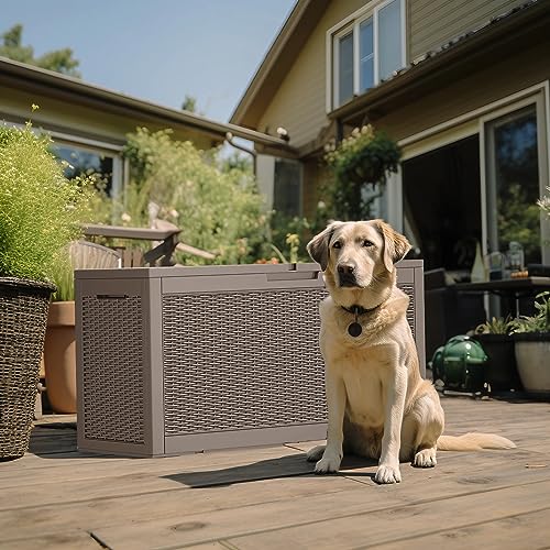 120Gal Outdoor Storage Box Waterproof Lockable Deck Box (Grey / 120Gal)