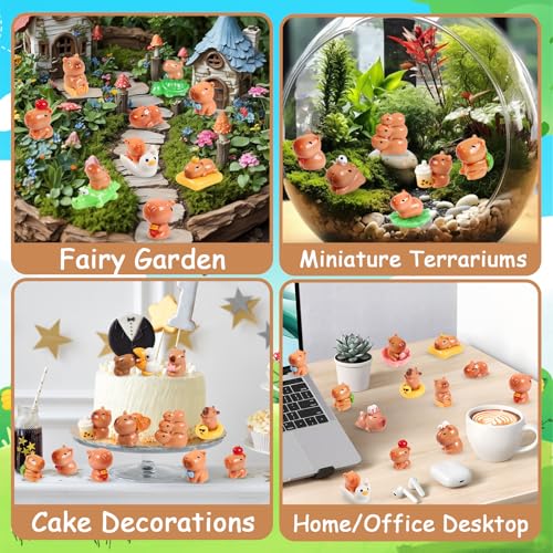 33 Pcs Mini Capybara Figurines 25 Style Adorable Resin Capybaras Miniatures Mini Capybara Cake Toppers Set for DIY Fairy Garden Car Dashboard Moss Landscape Home House Birthday Party Decor (33Pcs-Capybara)